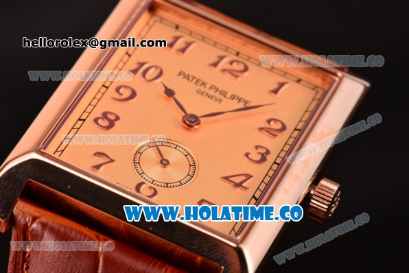 Patek Philippe Gondolo Miyota 1L45 Quartz Rose Gold Case with Champagne Dial and Arabic Numeral Markers - Click Image to Close